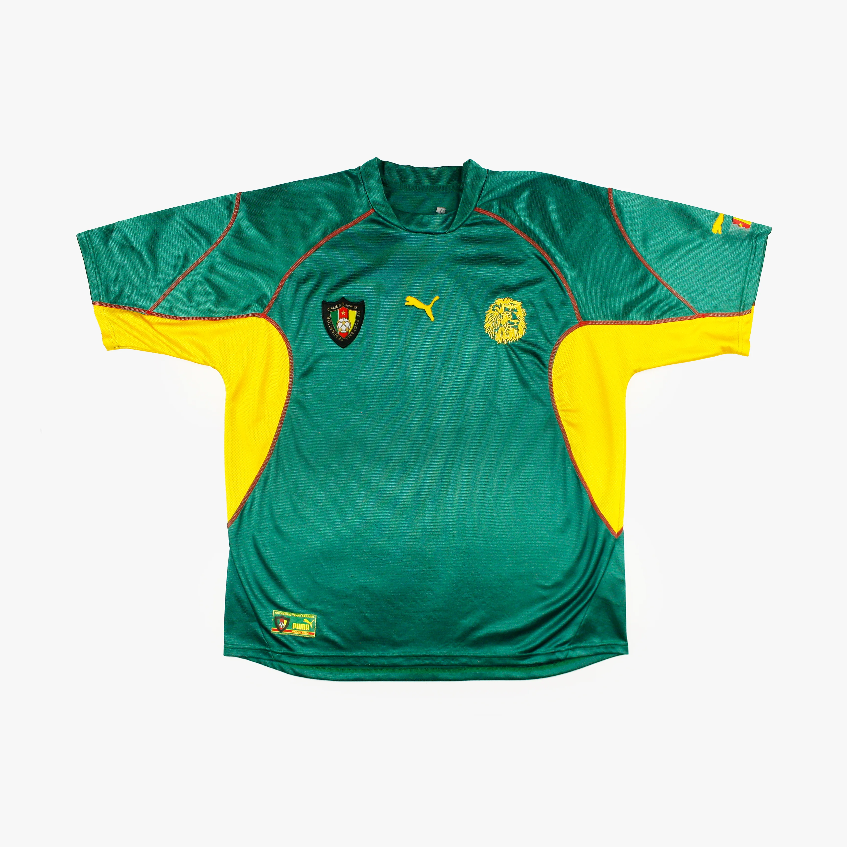 Cameroon 2002-03 Team: &nbsp;Cameroon Season: &nbsp; 02/03 Brand: &nbsp;Puma Size: &nbsp;XL Measurements: pit to pit: 61cm, length: 76cm Kit: &nbsp...